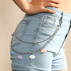 Hipster Rings, Jeans Chain, Punk Chic, Pant Chains, Flower Pants, Chain Belts, Kawaii Fashion Outfits, Punk Jewelry, Estilo Hip Hop