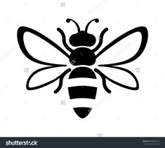 a black and white silhouette of a bee