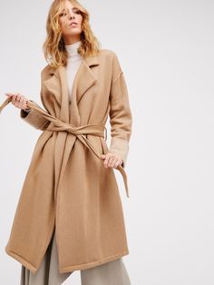 Undercover Coat | Cozy coat with a cool girl, effortless feel. Features an oversized fit with an easy belt at the waist. Rolled sleeve cuffs for a lived-in look. Free People Beach, Natural Clothing, Cozy Coats, Fabulous Fashion, Straight Pants, Sweater Coats, Long Sweaters, White Lace