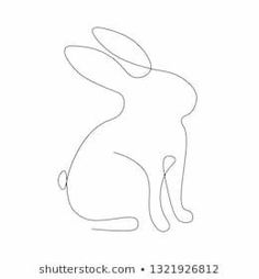 the outline of a rabbit sitting on its hind legs, looking up and to the side