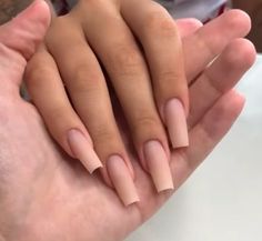 Light Brown Acrylic Nails, Mid Nails, Matte Nude Nails, Nude Color Nails, Unusual Nail Designs, Nails Long Square, Long Square Nails, Work Nails, Classy Acrylic Nails