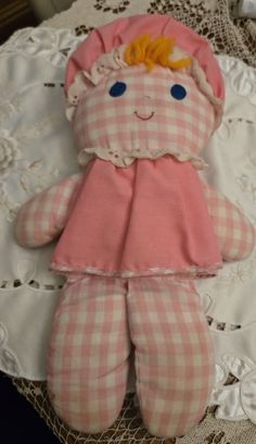 Raggedy Anne, Pink Checkered, Fisher Price Toys, Baby Lovey, 90s Childhood, Vintage Fisher Price, Holly Hobbie