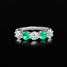 Ross-Simons - .60ct t. w. Emerald, 1.00ct t. w. Lab Grown Diamond Ring in 14kt White Gold. Size 7. An RS exclusive. Treat yourself to a unique blend of lab-grown diamonds and mined precious gemstones at an incredible value. Our classically beautiful ring alternates elegant .60 ct. t. w. round emeralds with scintillating 1.00 ct. t. w. round brilliant-cut lab-grown diamonds in 14kt white gold. Lab-grown diamonds are identical to mined diamonds according to their optical, physical and chemical properties. All Ross-Simons lab-grown diamond jewelry in 14kt gold and platinum includes an IGI Laboratory-Grown Diamond Report to verify color, clarity and carat weight. 3/16" wide. Emerald and lab-grown diamond ring. Diamond birthstones are the perfect gift for April birthdays. Emerald Diamond Ring With Brilliant Cut, Physical And Chemical Properties, April Birthday, Pure Design, Diamond Birthstone, Ring Diamond, Beautiful Ring, Precious Gemstones, 14kt Gold