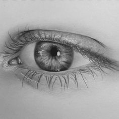 a drawing of an eye with long eyelashes and water drops coming out of the iris