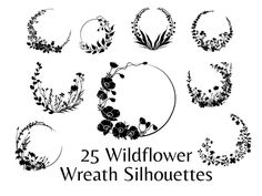 25 wildflower wreath silhouettes