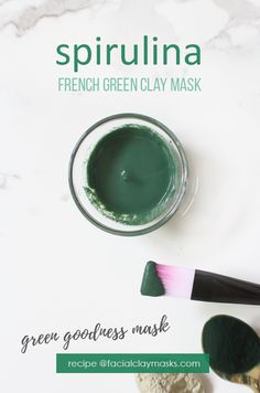 Green Goodness Spirulina Face Mask is the best way to add spirulina to your skincare. Easily add 1/4 tsp to this clay mask recipe with french green clay. This mask works amazing to deep cleanse your skin and pores, shrinking the appearance of your pores. Yes please! #spirulina #algae #mask #face #facial #frenchgreenclay #greenclay #french #clay #facemask #green #natural #benefits #recipe #diy #howtouse #skincare #skin Spirulina Face Mask, Spirulina Mask, Clay Mask Recipe, Green Clay Mask, French Green Clay, French Green, Green Clay, Diy Skincare