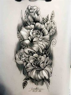 a drawing of some flowers on a piece of paper