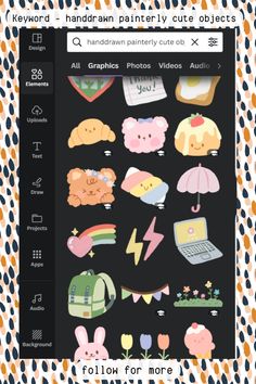 an iphone screen with various stickers on it