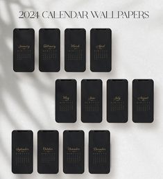 the calendar wallpapers are black and gold