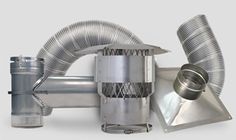 several different types of exhaust pipes and duct hoses are shown in this image,