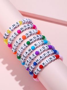 Gender: Girls Type: Beaded Color: Purple Material: Plastic Applicable Age: 3-12Y Product Measurements in cm : Size Diameter one-size 5.5 Kids Bead Bracelet, Winter Bracelet, Shoes Shein, Letter Bead Bracelets, Kids Bracelet, Sparkly Bracelets, Making Bracelets With Beads, Shoes Trendy, Word Bracelet