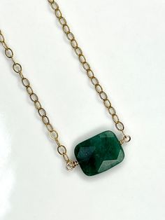 This Dark Aventurine Necklace is a burst of emerald green color and good vibes! The faceted stone amplifies prosperity and encourages positive insight, making it perfect for the modern maven. Crafted with a gold-filled or sterling silver flat cable chain, it's an eye-catching accessory made for good energy, and good looks! Placed on a flat cable chain with option for custom length of 16”, 18”, or 20” with 2” extender chain. Due to the natural characteristics of each gemstone, the stone you recei Aventurine Necklace, Silver Flats, Good Energy, Green Aventurine, Cable Chain, One Pic, Online Boutique, Green Colors, Handcrafted Jewelry