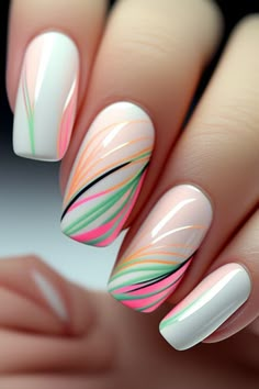 #nailart #manicure #handcare #naildesigns #nailsofinstagram #nailinspiration #handmodel #nailpolish #nailgoals #handpampering #nailfashion #handbeauty #nailaddict #handtreatment #nailobsessed #handstyling #nailtrends #handmodeling #nailcare #handgrooming Colorful Nail Art Ideas, Nail Stripes Designs, Ongles Nail Art, Cool Gel Nails, Nails Gel Ideas, Elegant Manicure Designs, Chic Nail Art, Funky Nail Art