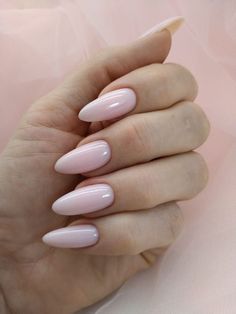 Baby Pink Oval Acrylic Nails, Blush Almond Nails, Nails Acrylic Baby Pink, Nails Pale Pink, Nail Baby Pink, Nail Light Pink, Rose Almond Nails, Light Almond Nails, Blush Pink Acrylic Nails