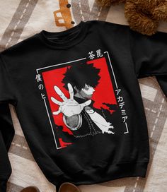 Unisex Dabi Sweatshirt My Hero Academia Anime Tee Boku No Hero Academia Anime A sturdy and warm sweatshirt bound to keep you warm in the colder months. A pre-shrunk, classic fit sweater that's made with air-jet spun yarn for a soft feel and reduced pilling. • 50% cotton, 50% polyester • Pre-shrunk • Classic fit with no center crease • 1x1 athletic rib knit collar with spandex • Air-jet spun yarn with a soft feel and reduced pilling • Double-needle stitched collar, shoulders, armholes, cuffs, and Spiderweb Sweater, Sarcastic Clothing, My Hero Academia Anime, Y2k Outfit Ideas, Anime Sweatshirt, Anime Tees, Cute Dress Outfits, Clothing Design Sketches, Anime Inspired Outfits