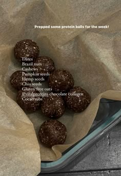 chocolate truffle balls are in a paper bag