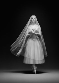 #Jurgita Dronina on the poster from #Giselle of the Dutch National Ballet.   Photo by Erwin Olaf Erwin Olaf, Olaf, Veil, A Woman, White Dress, Ballet, Wedding Dress, Black And White