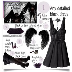 an image of black dress and accessories for halloween