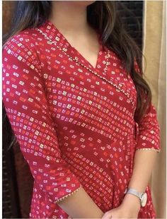 Bandhni Dress Design Cotton, Bandhej Kurti Design, Bandhni Suit Designs Latest, Bandhni Suits Design Cotton, Neck Designs For Bandhani Suits, Bandhani Dress Neck Pattern, Cotton Bandhej Kurti Designs, Kurty Pattern Latest, Bandhni Dress Designs Latest