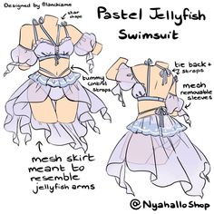 the instructions for how to make a pastel jellyfish swimsuit