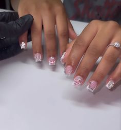 Nails Painted, Nail Trend, Diy Acrylic Nails, Colored Acrylic Nails, White Acrylic Nails, Girly Acrylic Nails