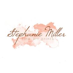 the logo for stephanie miller fine art prints, which is painted in pink and brown