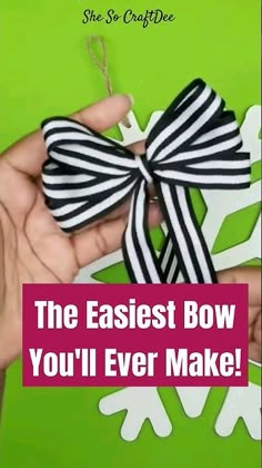 someone is holding up a bow ornament that says, the easier bow you'll ever make