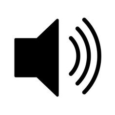 a black and white speaker icon with sound waves coming out of it's center