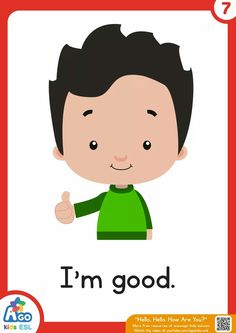 i'm good card with an image of a boy giving the thumbs up