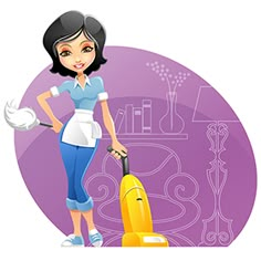 an image of a woman cleaning the house