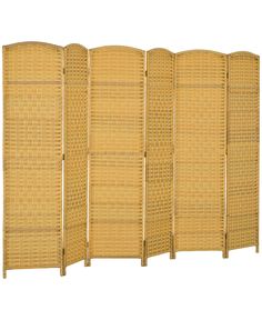 a room divider made out of wicker with four sections on each side and one section