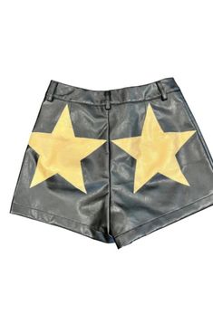 Elevate your style to stellar heights with Sparkle City's Spirit Star Shorts, featuring radiant stars across the back! These vibrant, vegan leather shorts are tailored for a dazzling fit, inviting you to shine with every step. Star Shorts, Perfect Game, Boutique Tops, Cleanser And Toner, Leather Shorts, Mini Fashion, To Shine, Gold Stars, Boy Outfits