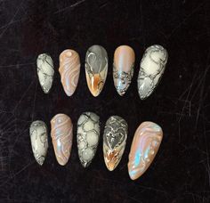 Aespa Nails, Acrylic Nails Y2k, Y2k Nail, Nails Hand Painted, Nails Y2k, Witchy Nails, Cute Short Nails, Custom Press On Nails