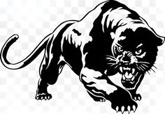 a black and white drawing of a running panther