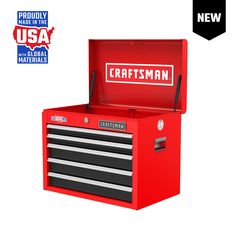 the craftsman's tool box is red and black