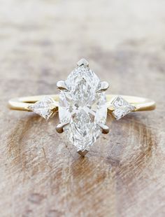 caption:Shown with 1.6ct marquise diamond Kite Ring, Engagement Rings Princess, Marquise Diamond Ring, Art Deco Wedding Rings, Fine Jewelery, Side Stone Engagement Ring, Engagement Rings Marquise, Yellow Gold Setting, Put A Ring On It