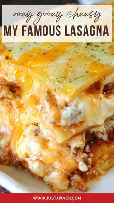 I call this my "famous" lasagna because every time I make it, it becomes someone's favorite lasagna. World Famous Lasagna, My Famous Lasagna Just A Pinch, My Famous Lasagna, Famous Lasagna Recipe, Five Cheese Lasagna Recipe, Extra Cheesy Lasagna Recipe, All Recipes Worlds Best Lasagna, Spanish Lasagna Recipes, Lasagna Recipe 9x9 Pan