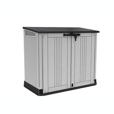 a white and black storage cabinet on a white background