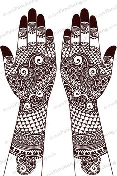 an intricate henna design on the palm of someone's hand, which is decorated with