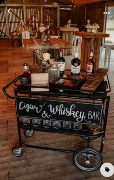 Cigars And Whiskey Bar Wedding, Whiskey Bar Wedding Ideas, Whiskey Bar Party Ideas, Wedding Cigars Ideas, Whiskey Bar Ideas Party, Gin Bar Ideas Parties, Mens 40th Birthday Party Ideas, Whiskey Wedding Ideas, Cigars And Whiskey Man Caves