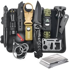 an assortment of tools and gadgets in a case