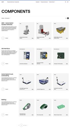 an image of the components page for a website