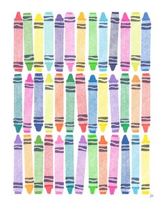 many different colored crayons are arranged in the shape of a rectangle pattern