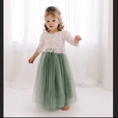 Little Girl’s Sage Green Evening Dress For Flower Girl Or Special Occasions. Never Worn. Brand New Condition. Mint Crochet In A Bohemian Style. Two Piece Tutu Style. Sage Flower Girl Dress, Tool Dress, Girls Evening Dresses, Flower Girl Dresses Country, Green Flower Girl Dresses, Purple Flower Girl Dress, Rustic Flower Girl Dress, Girl Green Dress, Fairy Wedding Dress