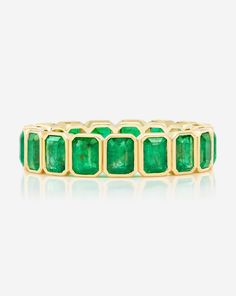 Gemstone Bezel Eternity Band | Emerald in yellow gold Bezel Eternity Band, Emerald Wedding Band, Ring Concierge, Eternity Band Ring, Diamond Bangle, Mens Band, Fine Jewelry Collection, Emerald Gemstone, Luxe Gifts