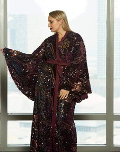 Luxury Velvet Kimono Robe | Plus Size Loungewear |ELLECTIVES – Ellectives Luxury Festive Green Kimono, Luxury Velvet Shawl For Festive Season, Luxury Purple Kimono For Women, Elegant Sequined Abaya For Party, Elegant Abaya With Sequins For Party, Elegant Red Festive Kimono, Fall Party Abaya With Long Sleeves, Party Long Sleeve Embellished Abaya, Elegant Festive Kimono For Party