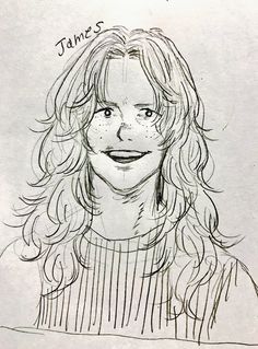 a drawing of a person with long hair