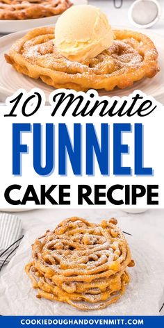 10 minute funnel cake recipe with text overlay