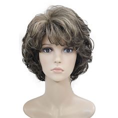 Grey Wigs For White Women, White Bangs, Grey Wigs, Wigs For White Women, Wavy Wigs, Grey Wig, Natural Wigs, Short Hair Wigs, Black And Blonde