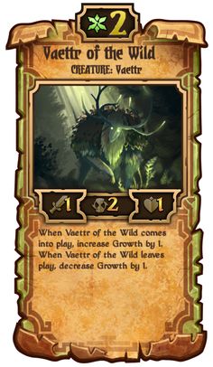 a card with an image of a creature in the center and text that reads vein of the wild